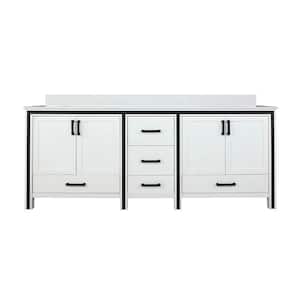 Ziva 84 in W x 22 in D White Double Bath Vanity and Cultured Marble Top