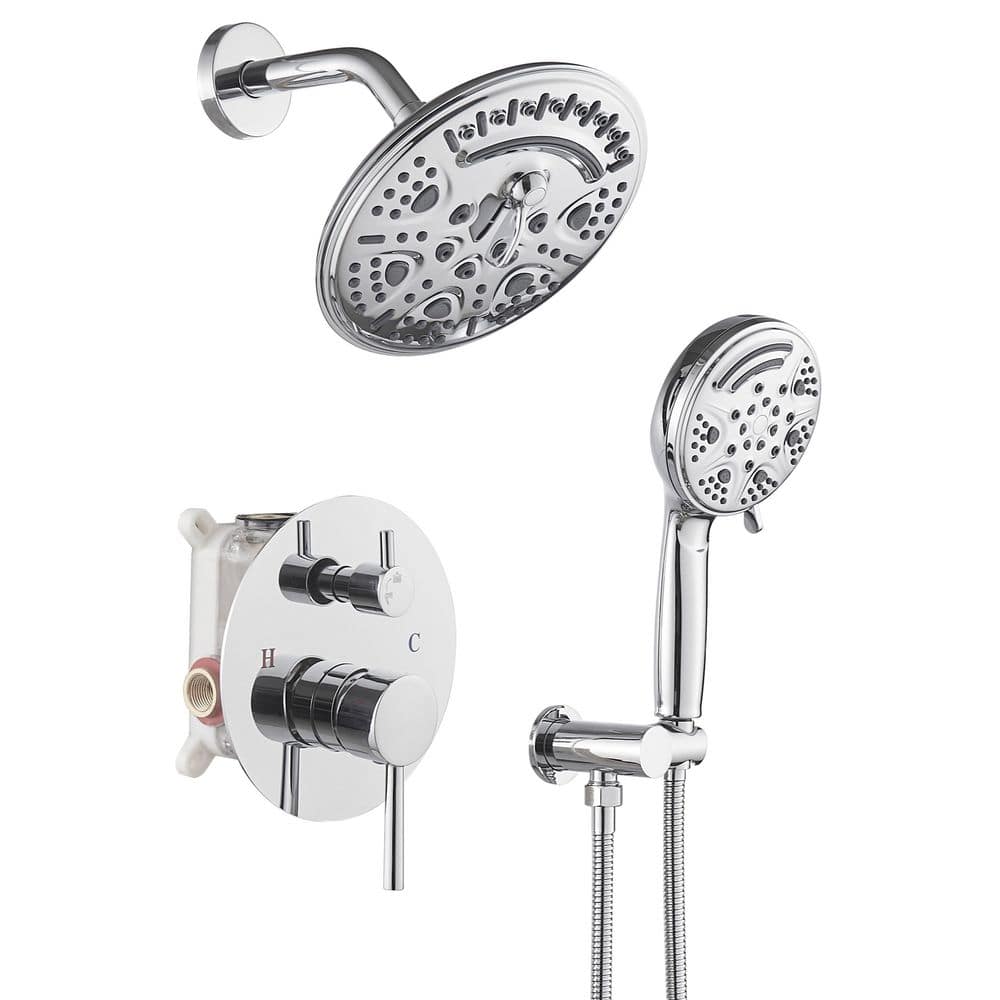 Single Handle 1-Spray Round Rain Shower Faucet Set 1.8 GPM with High Pressure Shower Head Hand Shower in Polished Chrome price history on PriceWatchPro
