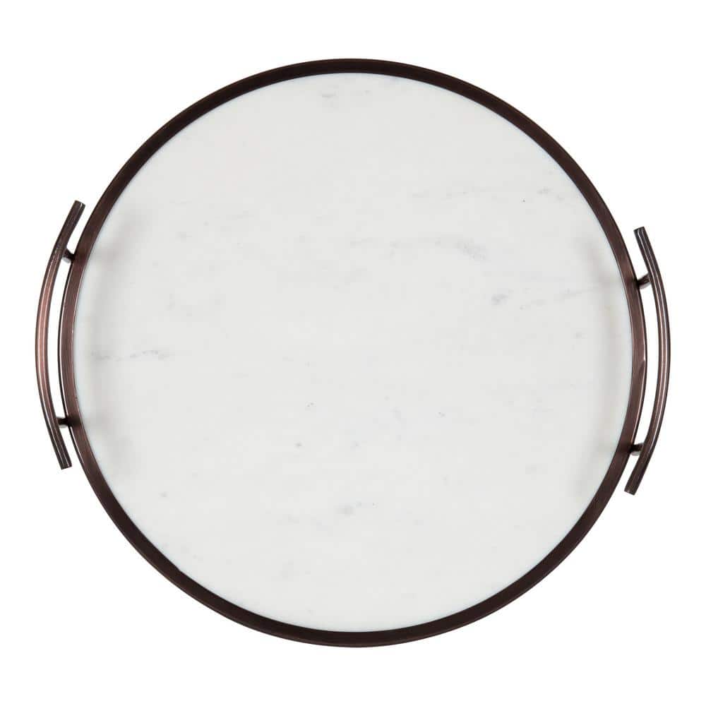 Elegant Round 14'' Bronze Marble Display & Serving Tray