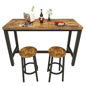 Eureka 3-Piece Rustic Brown Wood Counter Height Bar Table Set