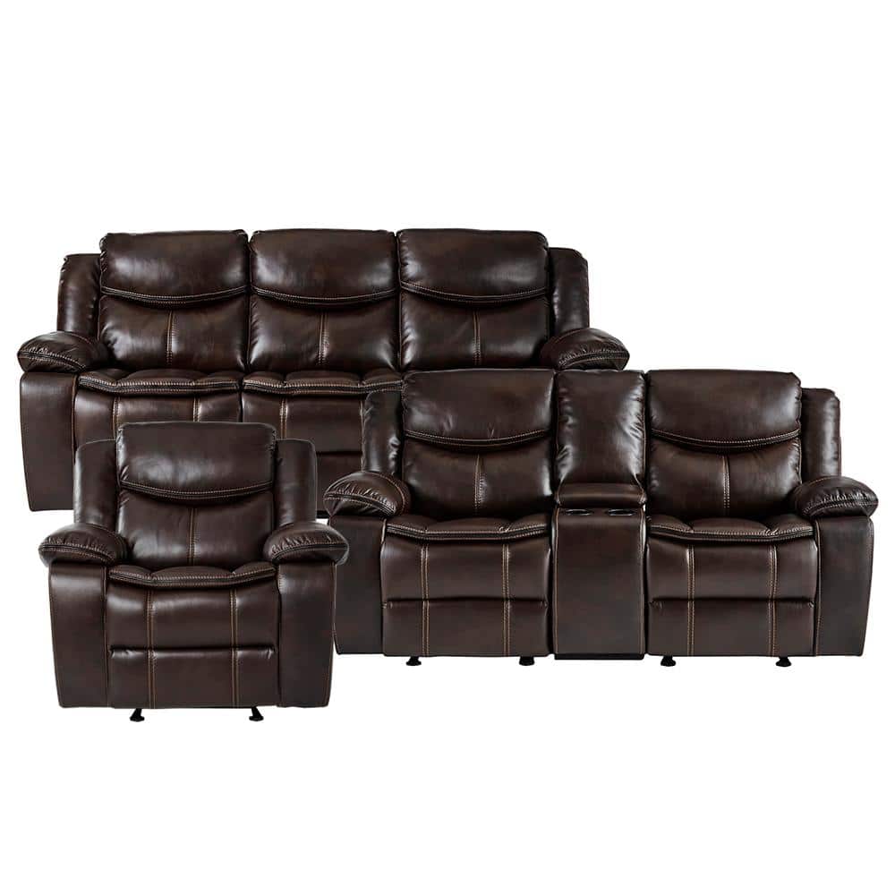 Austin 87.5 in. W Pillow Top Arm Faux Leather Rectangle Manual Reclining So