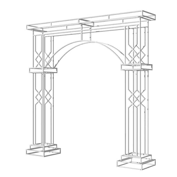 102.3 in. x 101.7 in. Elegant Arch Arbor White Metal Garden Arched Wedding Decoration for Climbing Plants Flowers