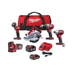 M18 18V Lithium-Ion Cordless Combo Kit (5-Tool) with 2 Batteries, 1 Charger, 1 Tool Bag