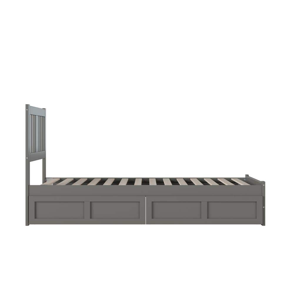 Tahoe Classic Twin Extra Long Bed with Storage Drawers in Grey