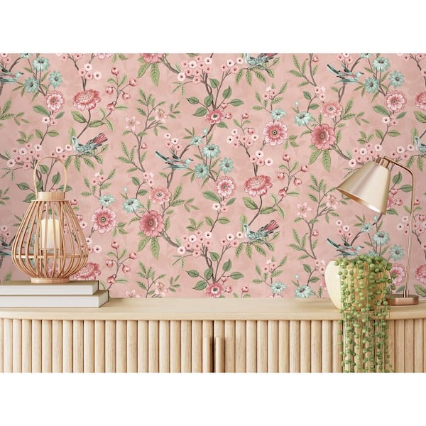 Elspeth Pink Floral Trail Non-Pasted Wallpaper, 56.4 sq. ft.