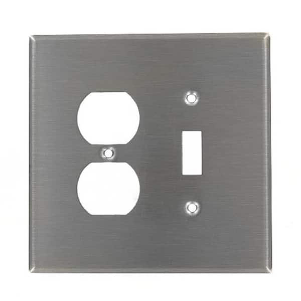 Leviton Stainless Steel 2-Gang 1-Toggle/1-Duplex Wall Plate (1-Pack)