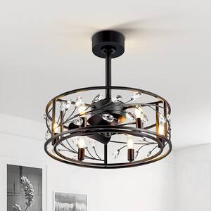 Blooming 20 in. Indoor Black Ceiling Fan with Remote Control and Light Kit Included