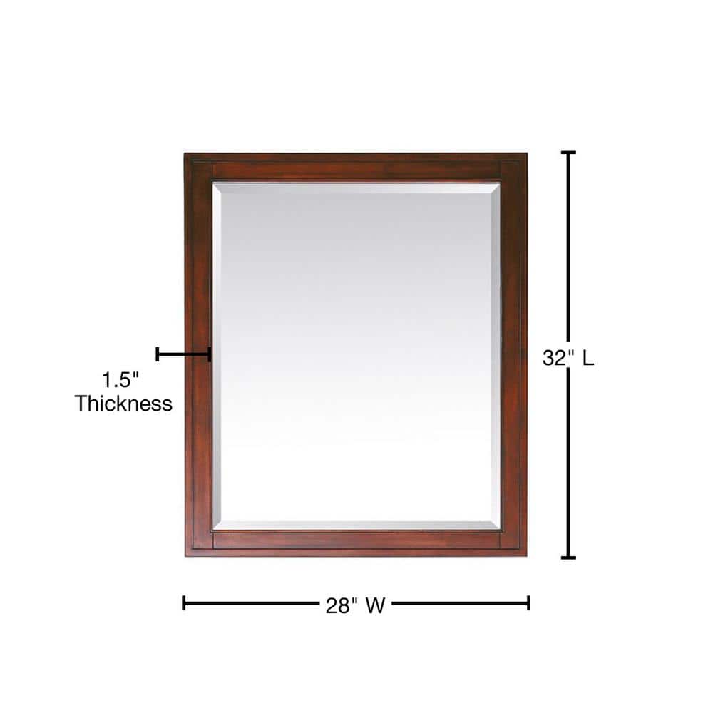 Madison 28" Tobacco Wood Rectangular Bathroom Vanity Mirror
