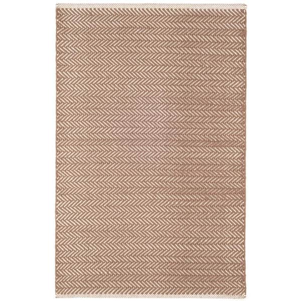 Herringbone Handwoven Cotton Stone 3 ft. x 12 ft. Indoor Runner Rug