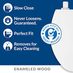 Atwood Slow Close Elongated Closed Enameled Wood Front Toilet Seat in Biscuit Removes for Easy Cleaning, Never Loosens