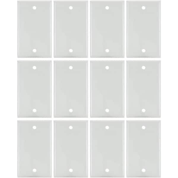 Sunlite White 1-Gang Screw in Blank Wall Plate (12-Pack)