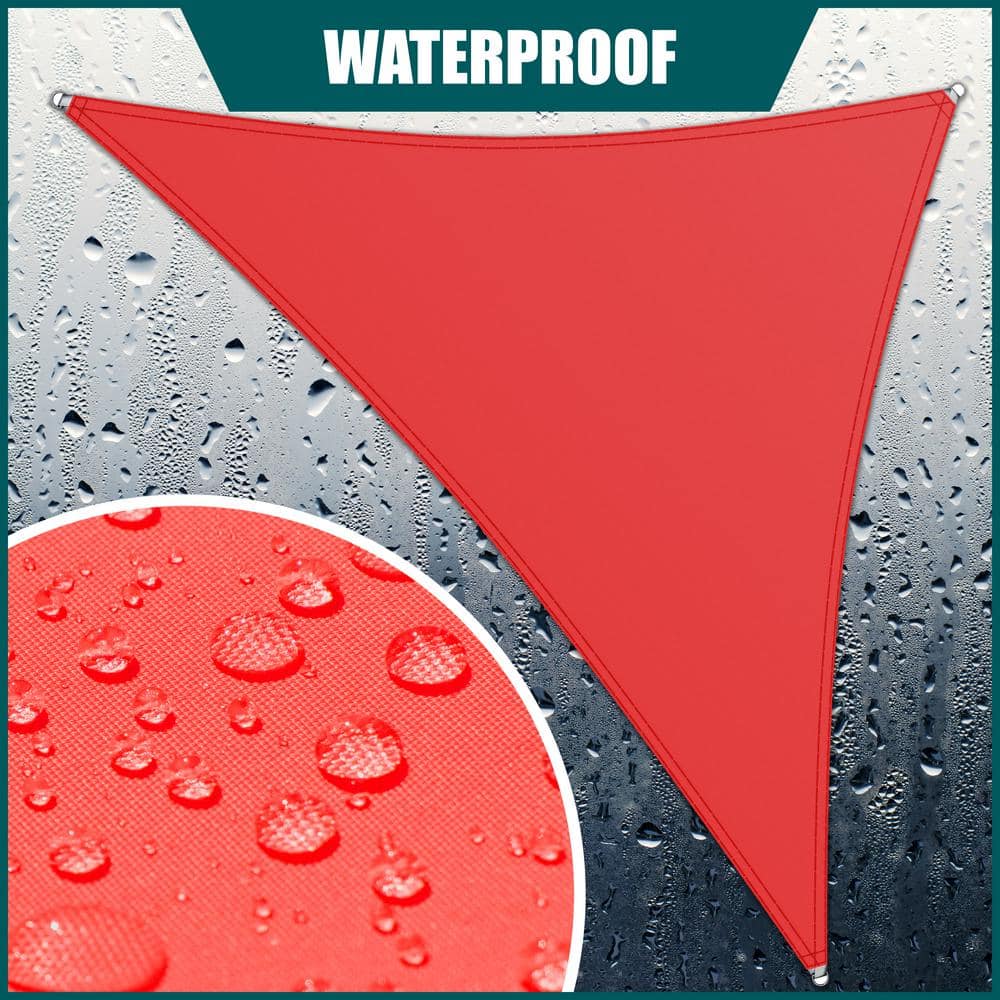 Red Waterproof High-Density Polyethylene Triangle Shade Sail
