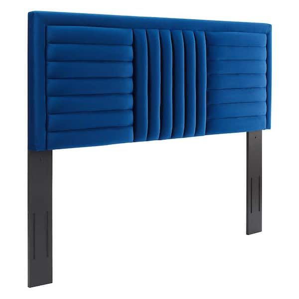 MODWAY Believe Channel Tufted Performance Velvet Twin Headboard in Navy