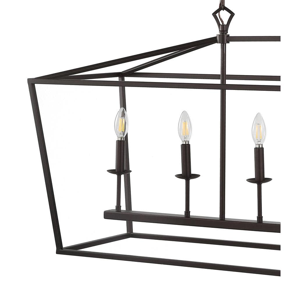 Pagoda 49" Oil Rubbed Bronze LED 6-Light Farmhouse Lantern Pendant
