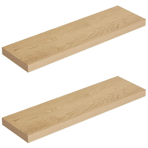 36 in. W x 10.3 in. D Oak Floating Shelves Decorative Wall Shelf Set of 2