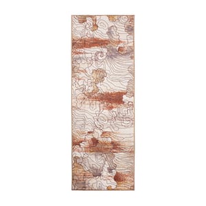 Vienna Abstract Natural 2.5 ft. x 7 ft. Abstract Washable Runner Rug