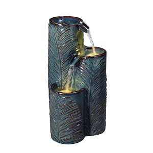 Leila Teal and Brown Ceramic Tiered Floor Fountain