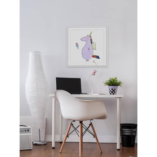 Unbranded 24 in. H x 24 in. W "Plump Unicorn" by Marmont Hill Framed Printed Wall Art