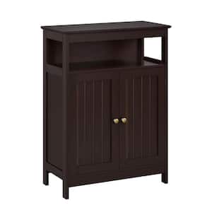 24 in. W x 12 in. D x 31.5 in. H Brown Bathroom Linen Cabinet with Two Doors and Adjustable Shelf