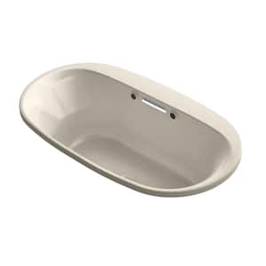 Underscore 66 in. Acrylic Oval Drop-in Air Bath Bathtub with Bask Heated Surface in Sandbar