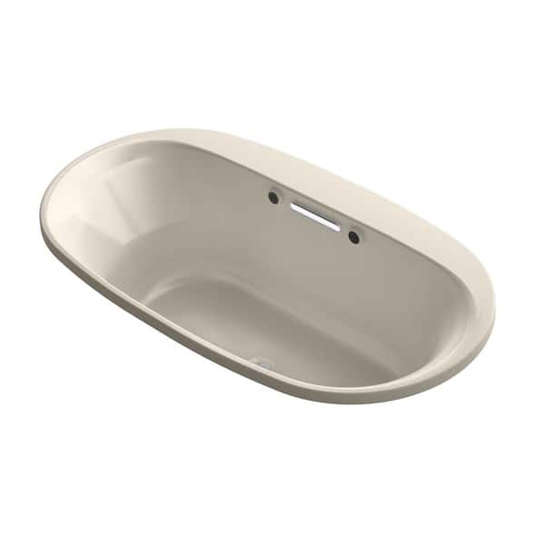KOHLER Underscore 66 in. Acrylic Oval Drop-in Air Bath Bathtub with Bask Heated Surface in Sandbar