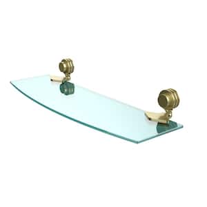 Venus 18 in. L x 2 in. H x 5 in. W Clear Glass Bathroom Shelf with Dotted Accents in Satin Brass