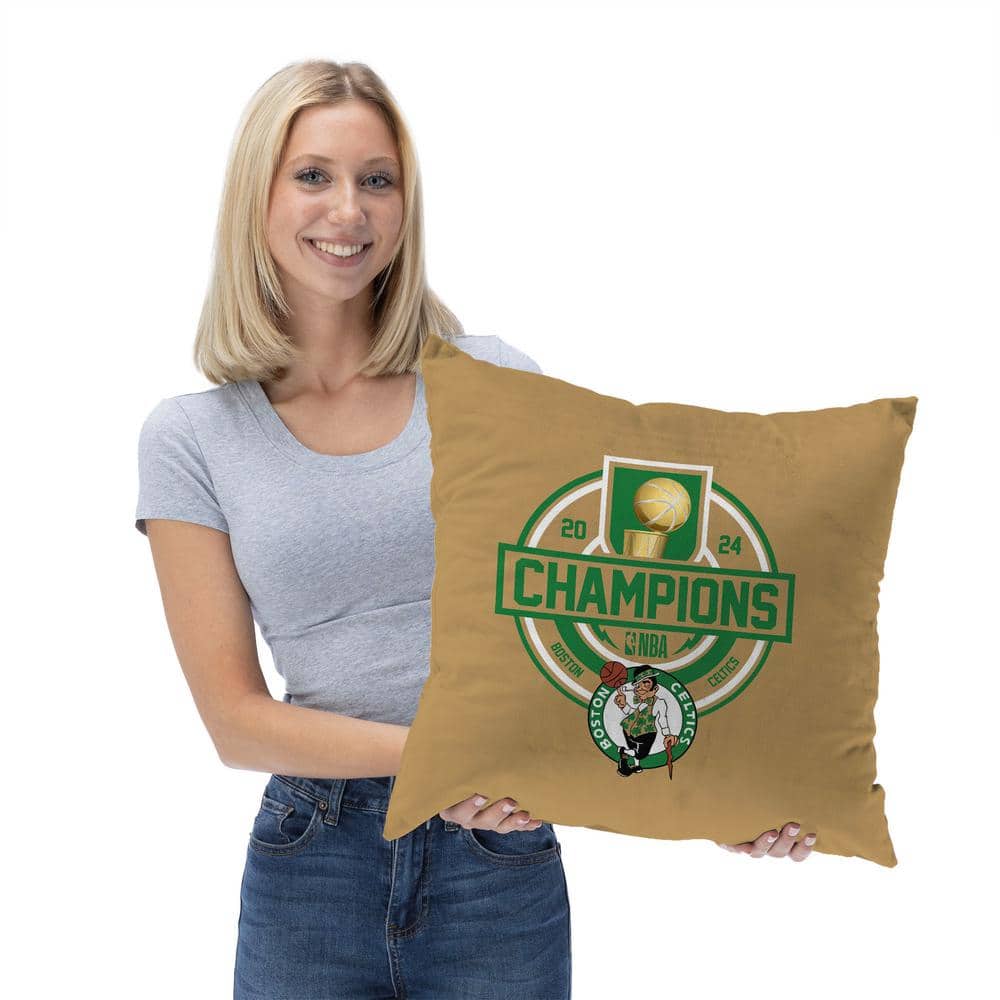 Boston Celtics 2024 Champions Green and Beige Throw Pillow