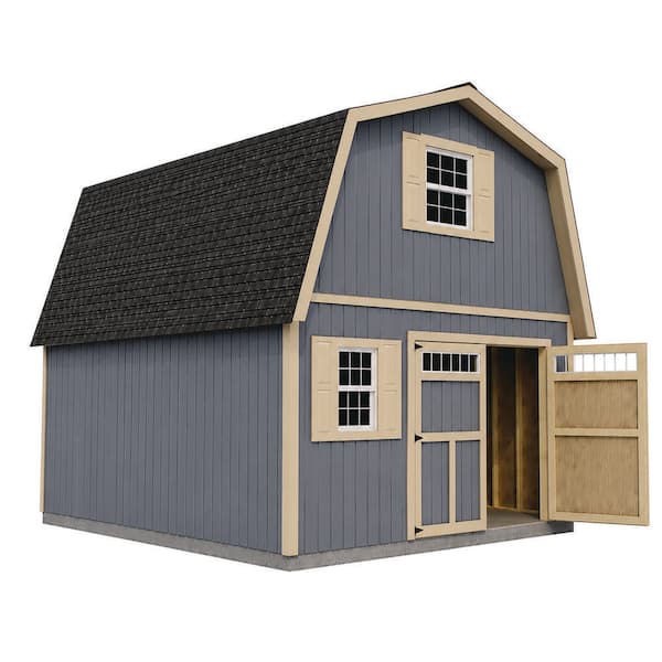 Handcrafted Homestead XL 16 ft. x 20 ft. Two-Story Wood Barn Kit with Transom Doors (Staircase Included)
