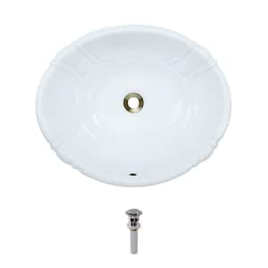 Dual-Mount Porcelain Bathroom Sink in White with Pop-Up Drain in Chrome