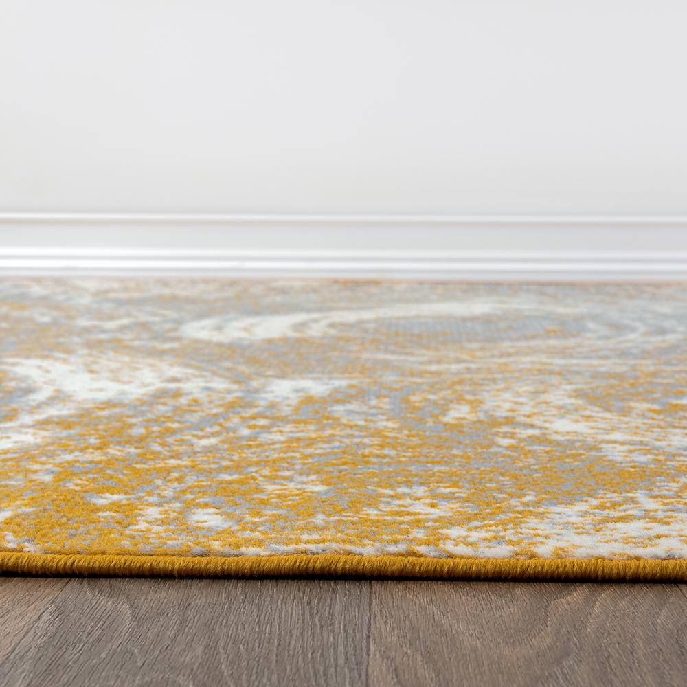 Yellow and Gray 5' x 7' Reversible Synthetic Area Rug