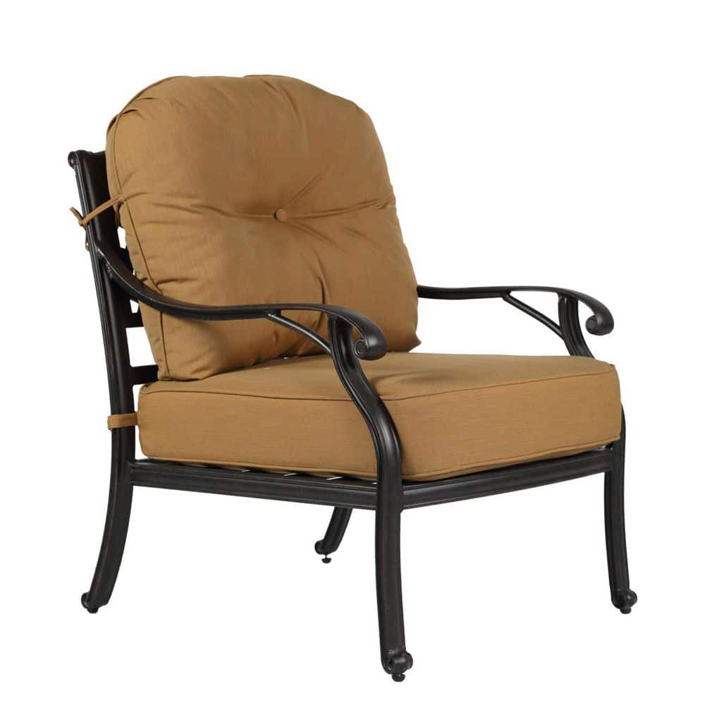 Mondawe Dark Bronze Aluminum Outdoor Lounge Chair with Brown Cushions ...