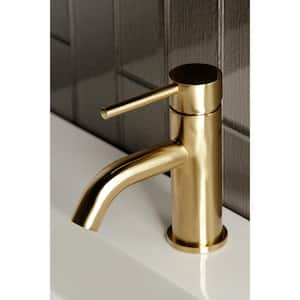 Contemporary Single Hole Single-Handle Bathroom Faucet in Brushed Brass