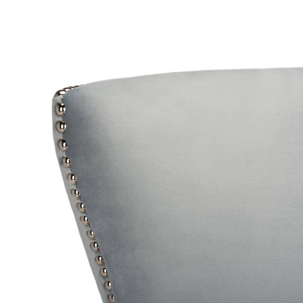 Light Silver Velvet Transitional Wingback Accent Chair