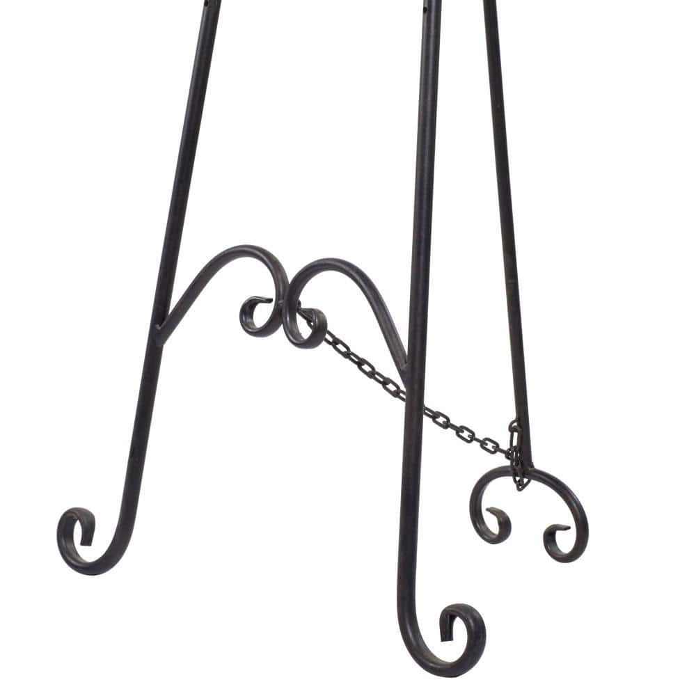 Black Metal Scroll Adjustable Floor Easel with Chain Support