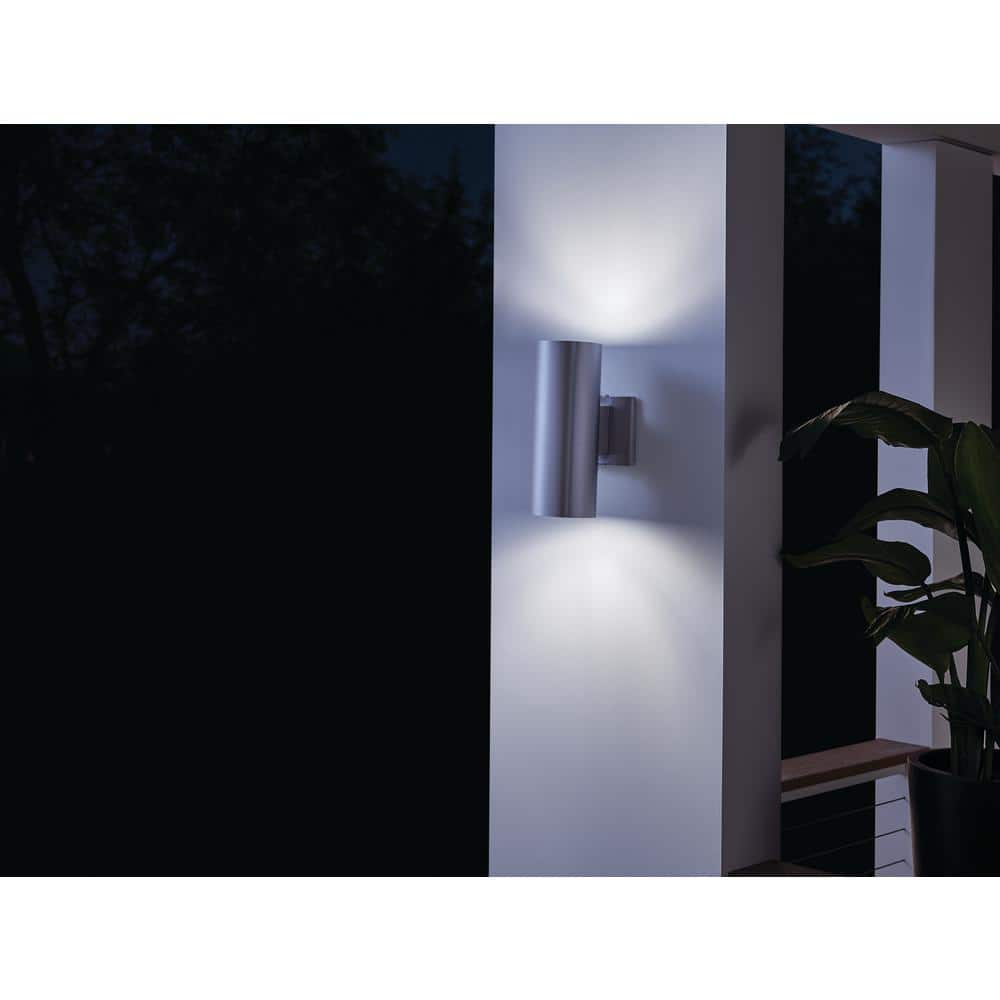 Brushed Aluminum 12" Modern Cylinder Wall Sconce
