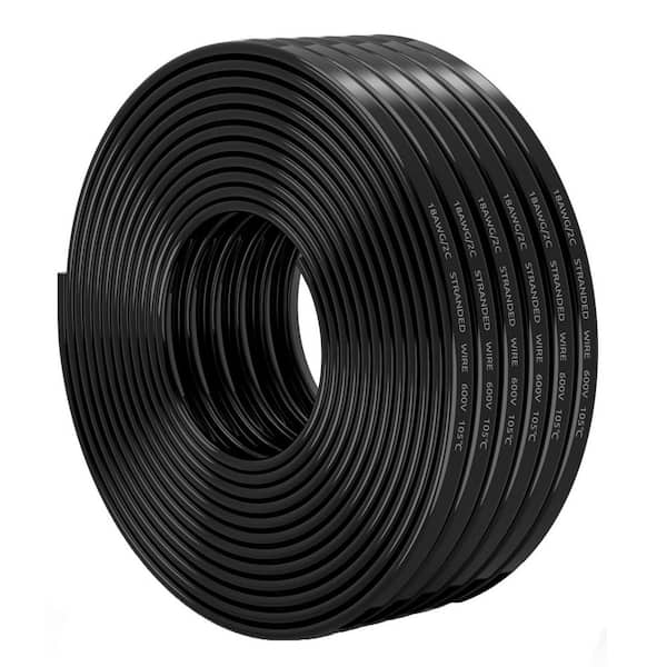 100 ft. 18-Gauge 2-Conductor Stranded Wire, 18 AWG Copper Clad Aluminum PVC Cord, 12V / 24V DC Landscape Lighting Wire