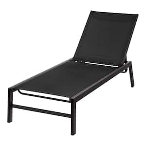 Colonia Reclining Sling Outdoor Lounge Chair in Black