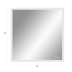 36 in. W x 36 in. H Medium Square Frameless LED Lighted Anti-Fog Wall Mounted Bathroom Vanity Mirror in Silver