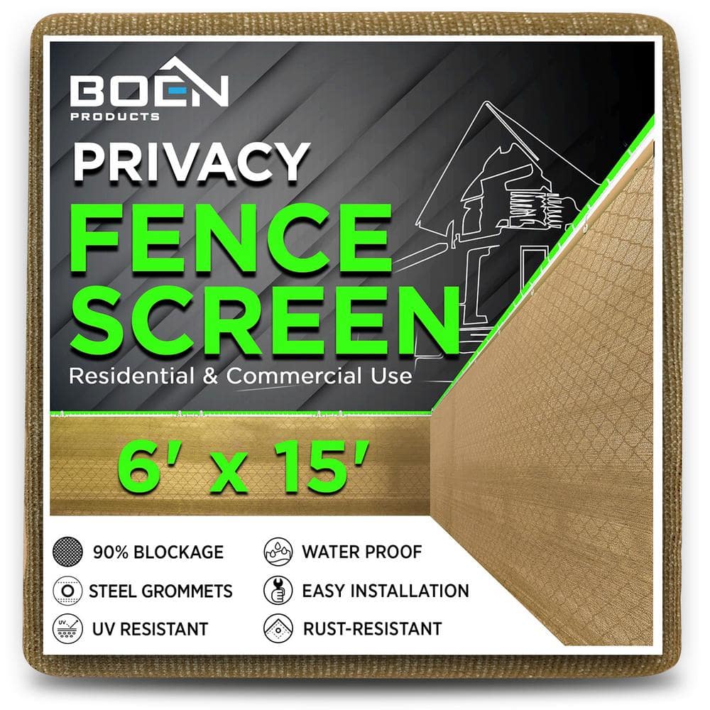 6 ft. x 15 ft. Beige Privacy Fence Screen Netting Mesh with Reinforced Grom