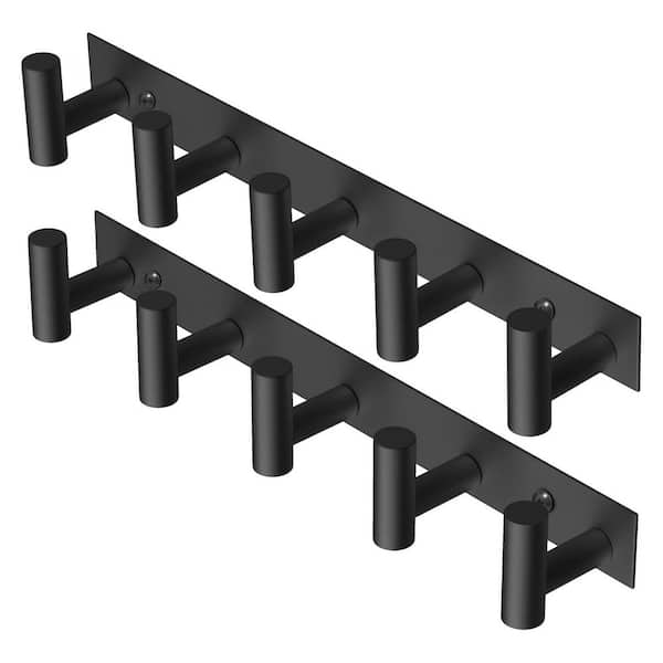 2 Pack Wall Mounted Coat Racks in Black, Stainless Steel Knob Hooks for Hanging Towels Robes in Bathroom Kitchen