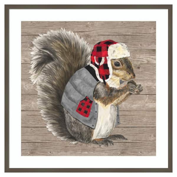 Amanti Art Warm in the Wilderness Squirrel by Tara Reed 33 in. W x 33 in. H. Wood Framed Wall Art Print Framed in Gray