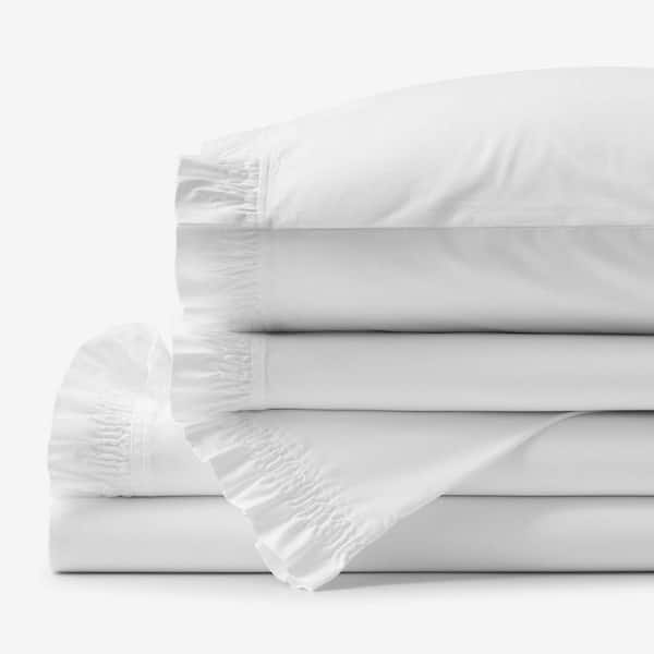 Company Cotton Ruffle Garment Wash White Full Sheet Set