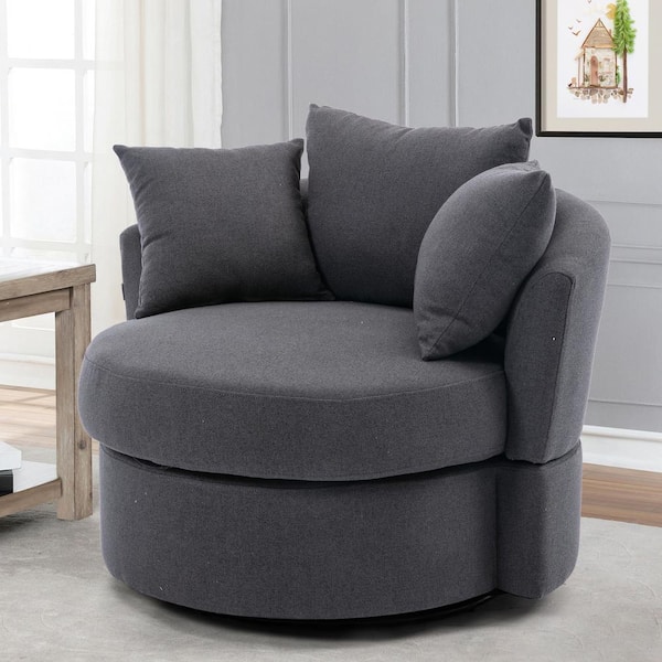 Magic Home 40 in. Modern Dark Gray Swivel Fabric Arm Chair