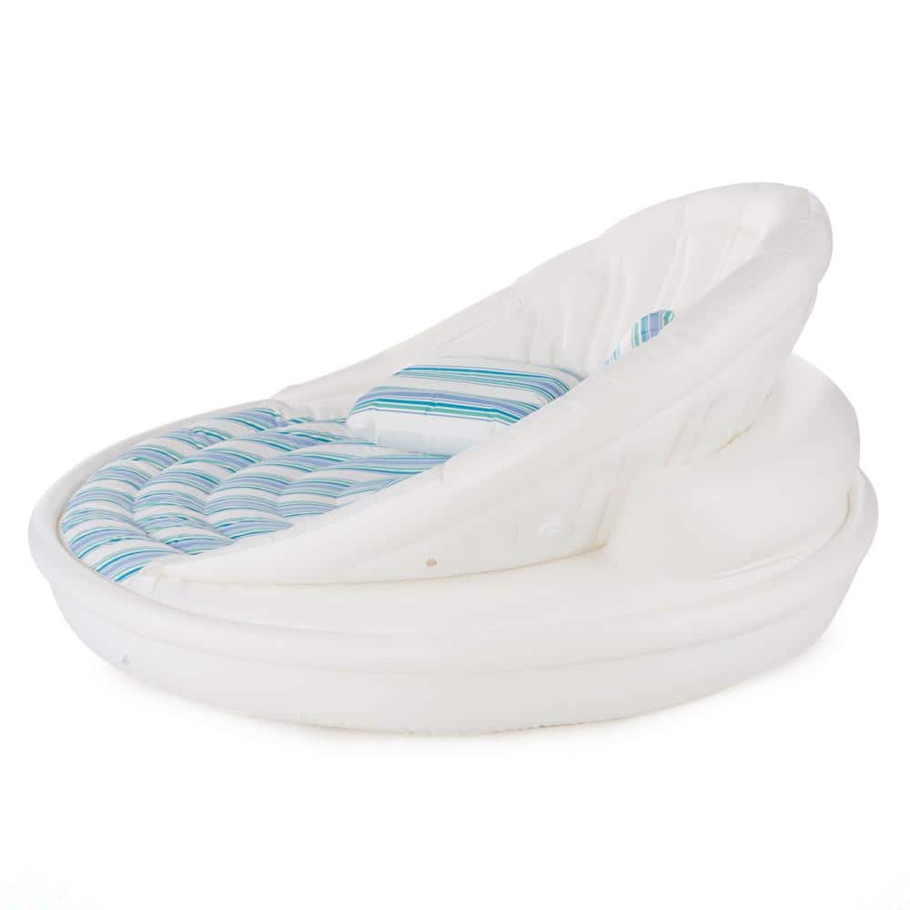 Solstice White and Blue Inflatable Three-Seat Pool Sofa