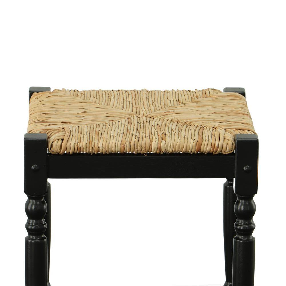 Antique Black Wood 29" Rustic Farmhouse Backless Bar Stool