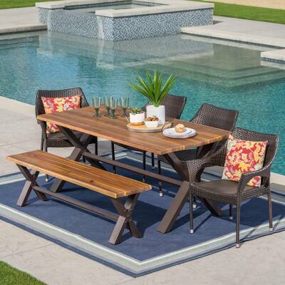 Bench Included Patio Dining Sets Patio Dining Furniture The Home Depot