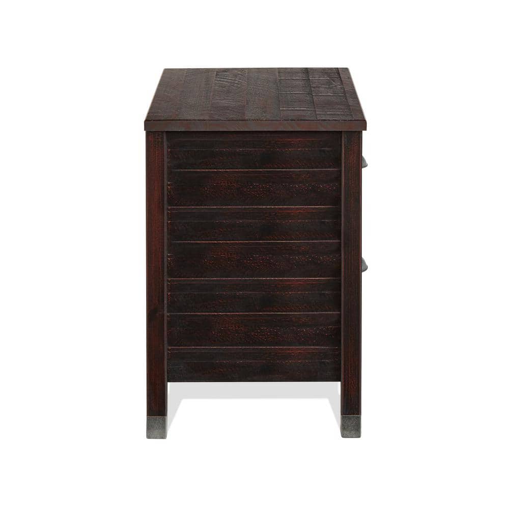 Baja Medium Pine 2-Drawer Nightstand with Steel Accents