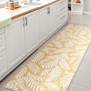 Nevis Palm Frond Yellow/Cream 2 ft. x 10 ft. Indoor/Outdoor Area Rug