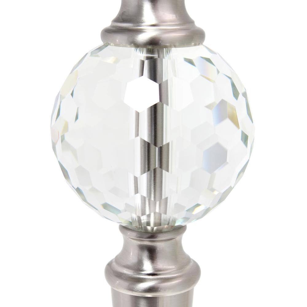 Elegant Silver Crystal Drop Floor & Table Lamp Trio Set with White Shades