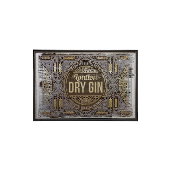1-Piece Framed Textual Art Drink Art Print "London Dry Gin" 1.3 in. x 35.4 in.
